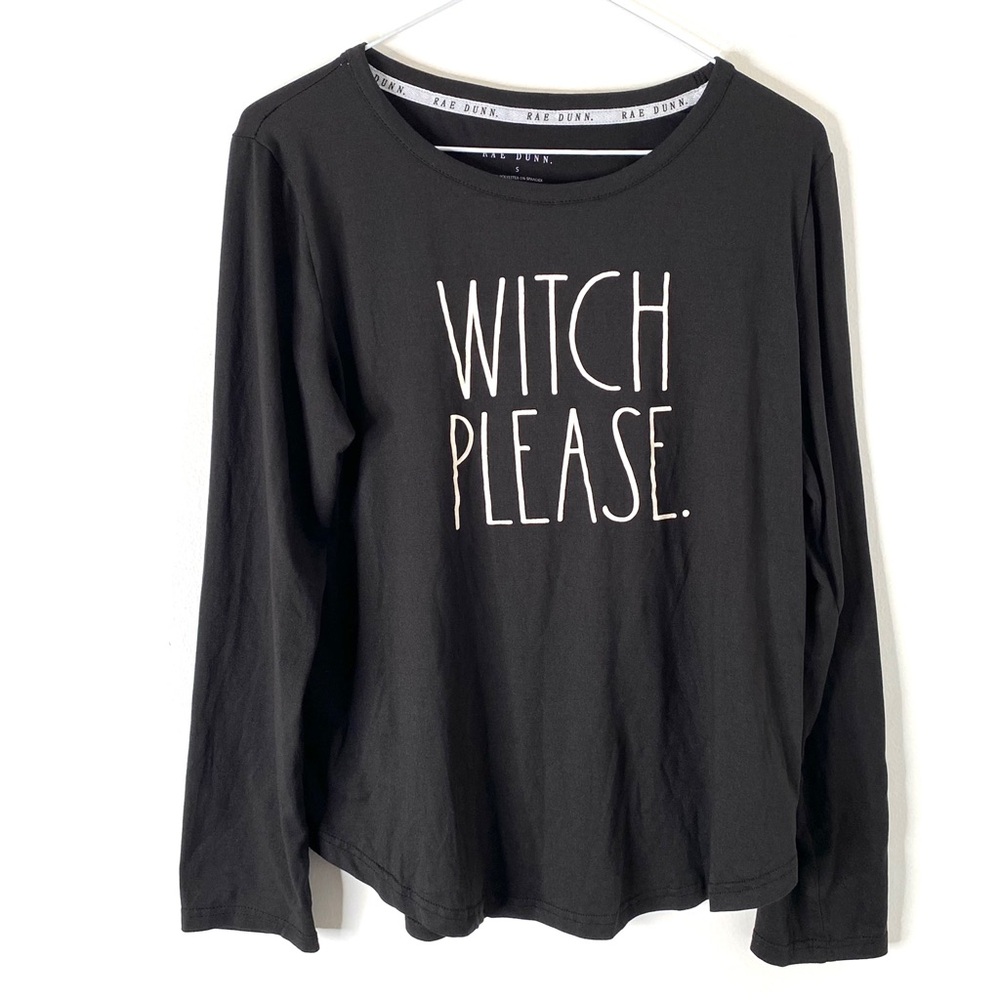 Rae Dunn Black White Witch Please Graphic Long Sleeve Top Cozy Trendy Halloween